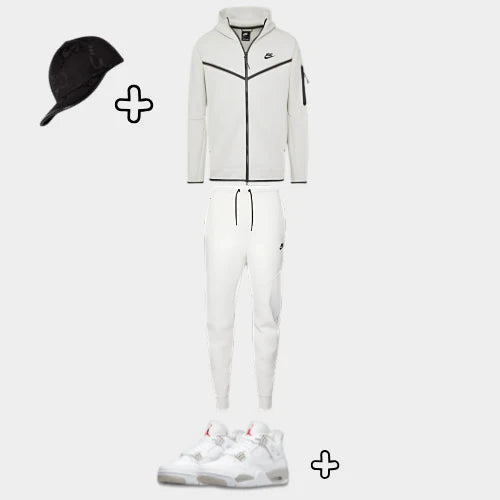 Outfit Tech Fleece Blanc + Casquette Offerte