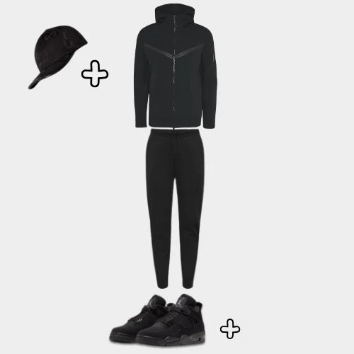 Outfit Tech Fleece Black + Casquette Offerte
